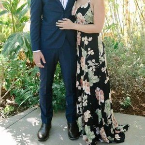 Reformation black floral print maxi dress